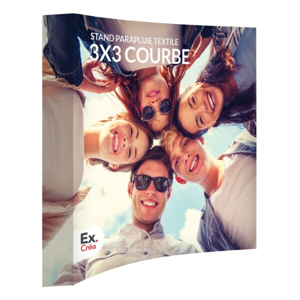 STAND PARAPLUIE TEXTILE 3x3 COURBE – Image 1
