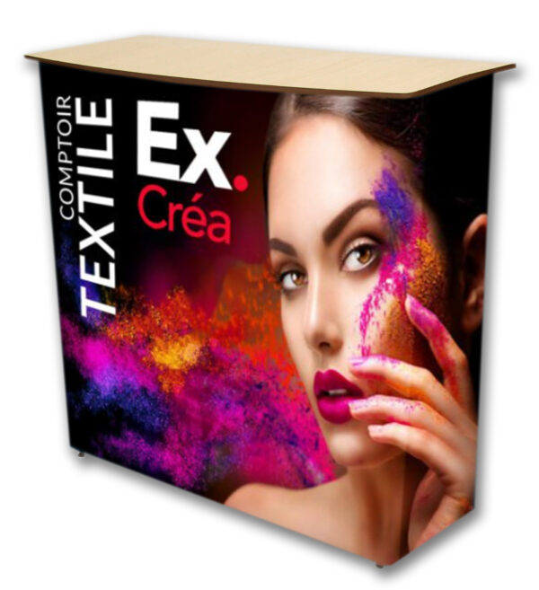 visuel innotech avec face expocreative - palteau chene clair COMPTOIR ACCUEIL TISSU – Image 1